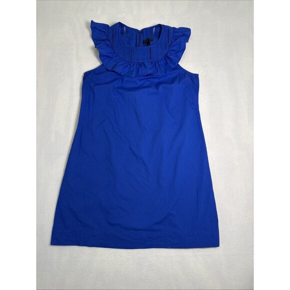 J.CREW Dresses & Skirts - J Crew Womens Size 10 Blue Sleeveless Sheath Dress Ruffle Neck Collar ￼